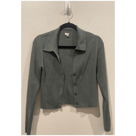 aerie Sweaters - AERIE Ribbed Button Down Green Cardigan